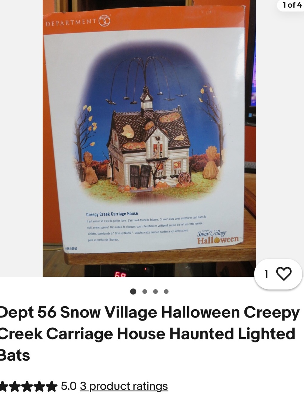 Department 56 Snow Village Halloween Creepy Creek Carriage House - White/Black